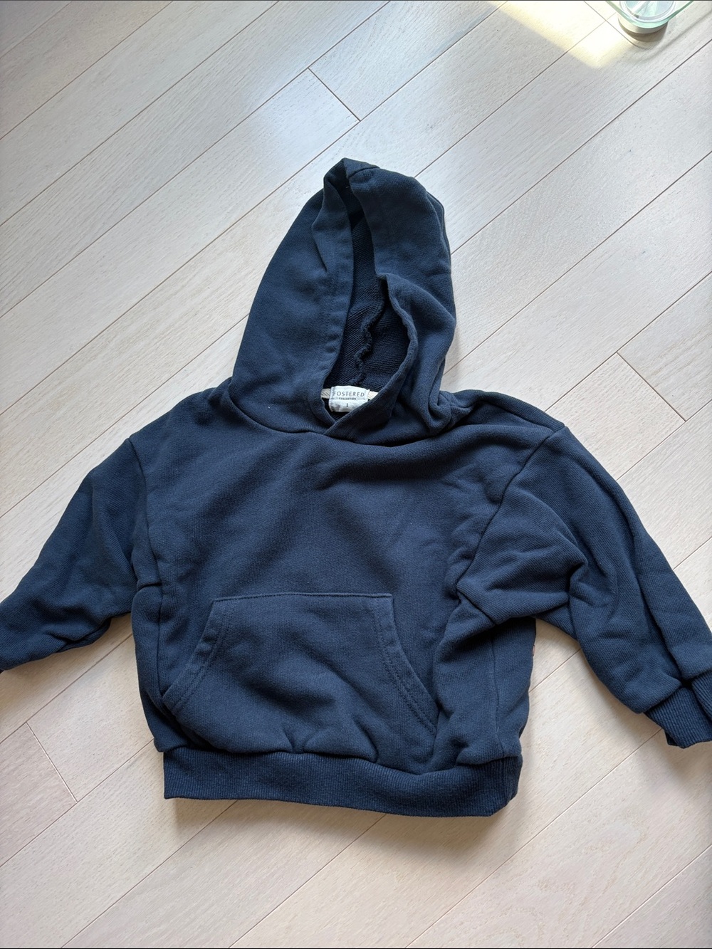 Kids Black Hooded Pullover Sweatshirt with Kangaroo Pocket